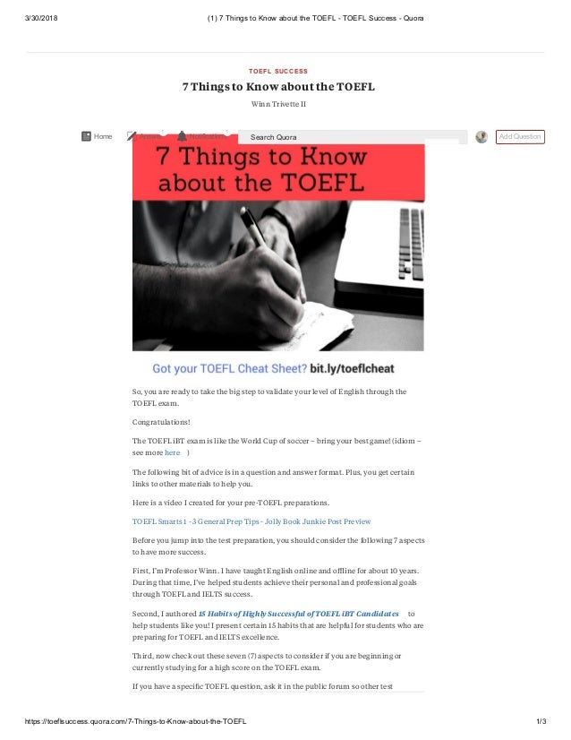 Know the Things about Toefl 7 to 7 about Know to Things Toefl the